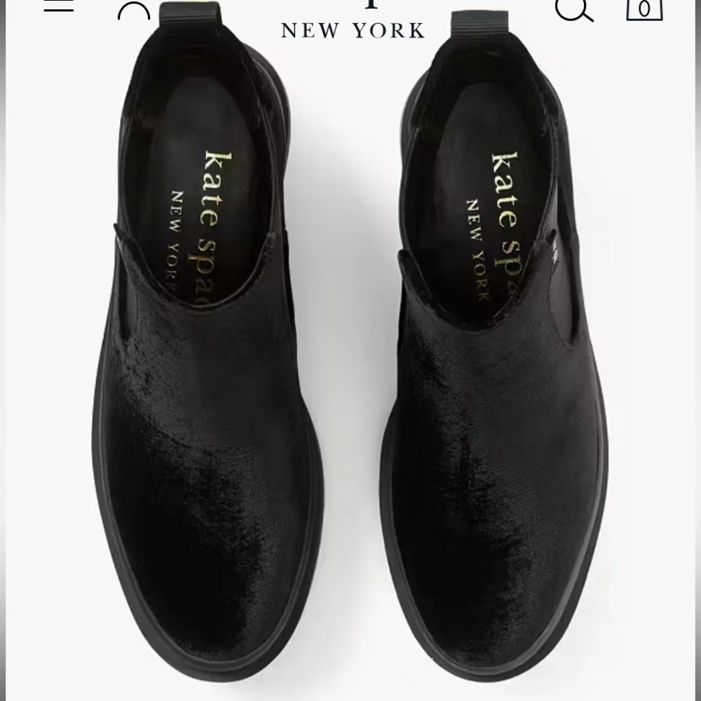 Kate Spade Winnie Black Velvet Round Toe Pull On Ankle Booties sz 5.5 NWOB